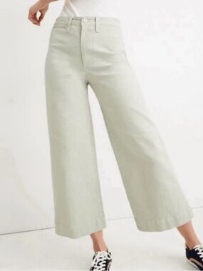 MADEWELL - Emmett Leg High-Rise Cropped Jeans in Pale Sage Green
